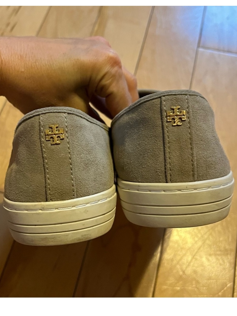 Tory Burch Jesse Slip On Sneakers Kid Suede Gray size 8.5 - Picture 7 of 9